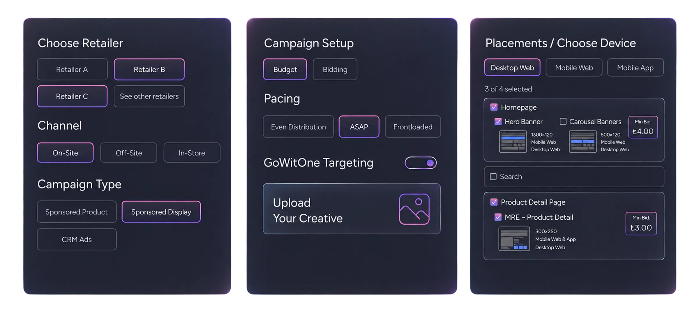 GoWit One multi-retailer campaign planning and activation interface